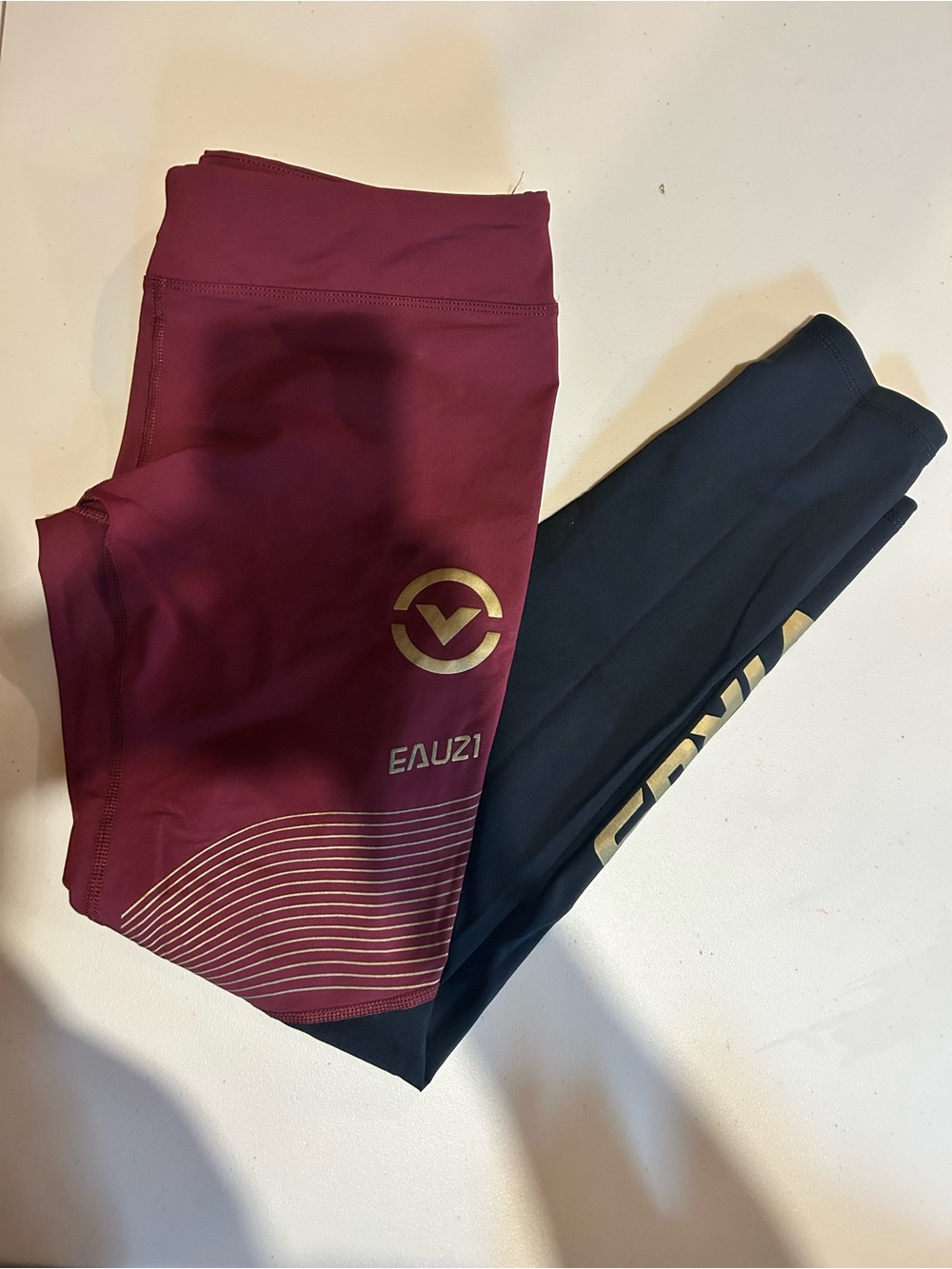 Virus Action Sport Performance Leggings in Wine with Gold Logo